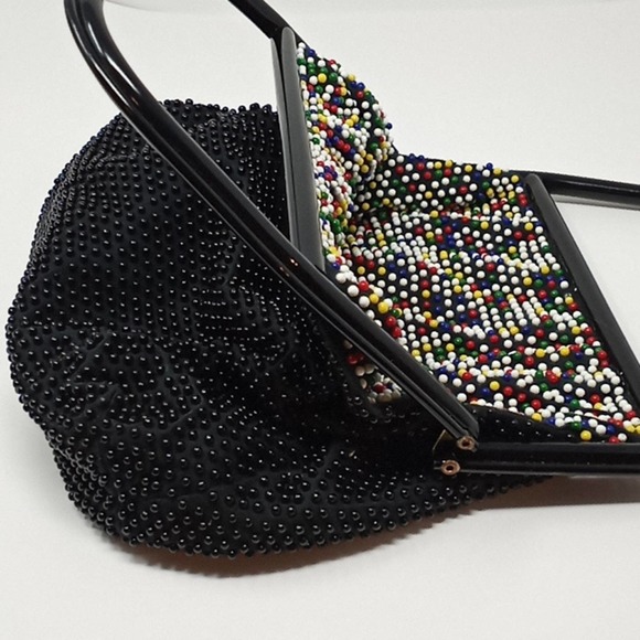 Vintage 1980's Boho Beaded Reversible Retro Handbag - Picture 10 of 14